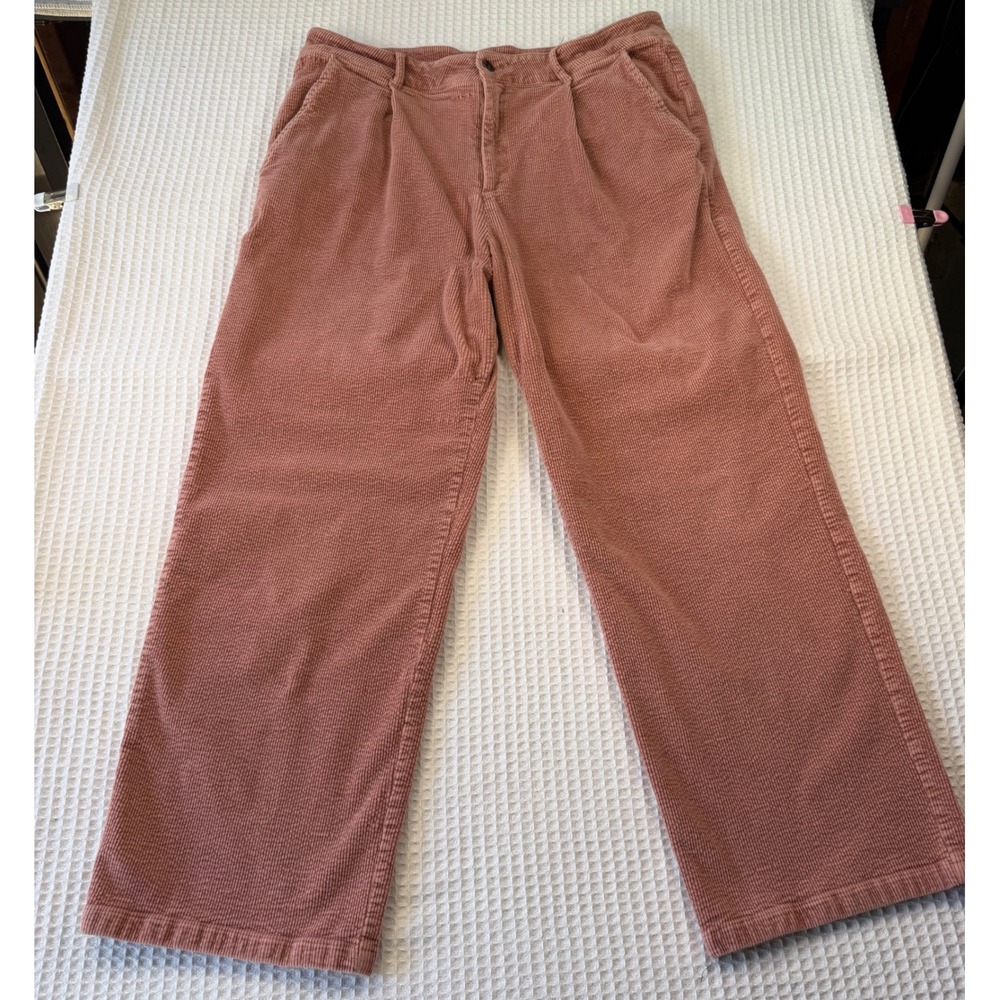 Elodie Womens XL Pink Corduroy Wide Leg Pleated Pants High Rise - Picture 2 of 8